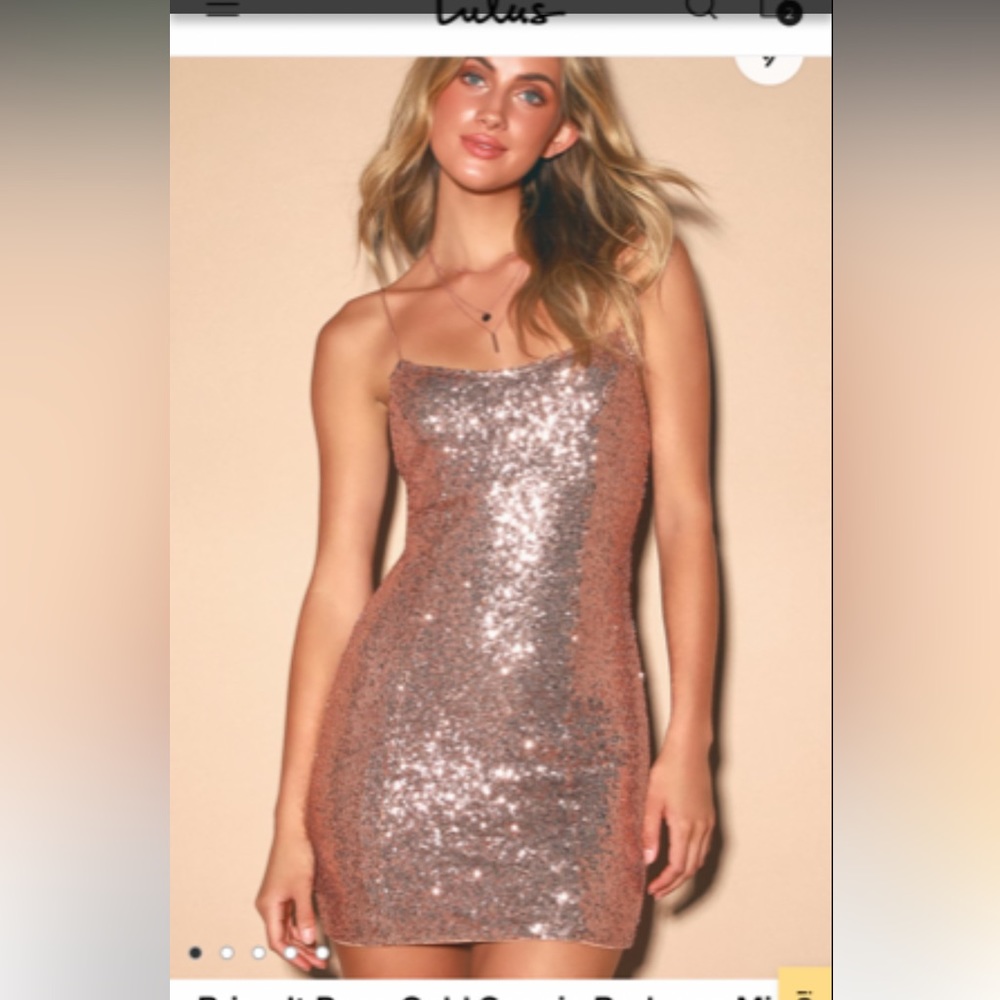 Lulu’s Rose Gold Bodycon Dress, size XS
